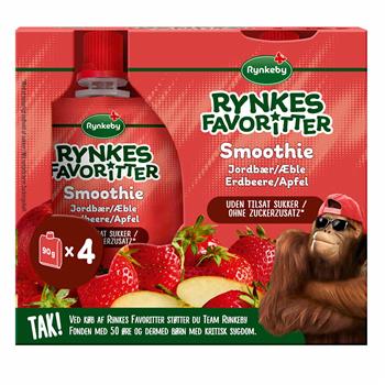 Rynkes Jordbær/Æble Smoothie 4x90g