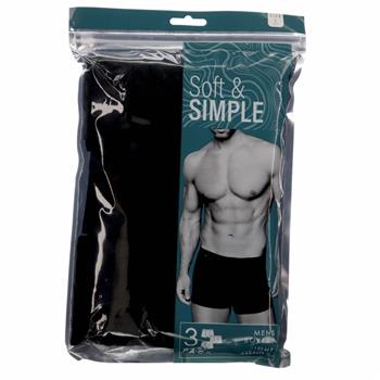 Soft & Simple 3pak Herre Boxer Shorts, Sort  Str. M