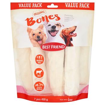 Best Friend Bones BigBite Tyggerulle hvid 17cm, 7-pak