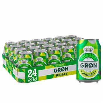 Grøn Tuborg Sunsæt Pilsner - 4,6% øl, 24x33cl dåse