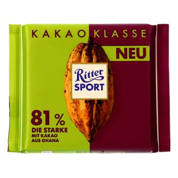 Ritter Sport Kakao - 81 % Ghana - den stærke 100 g.