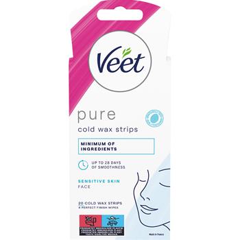 Veet Pure Cold Wax Strips Sensitive Ansigt 20 stk.