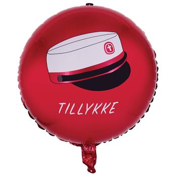 Folieballon m. Studenterhue Ø44 cm. Rød