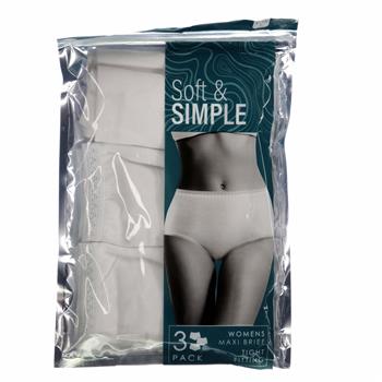 Soft & Simple 3pak Dame MAXI trusse, Hvid  Str. M