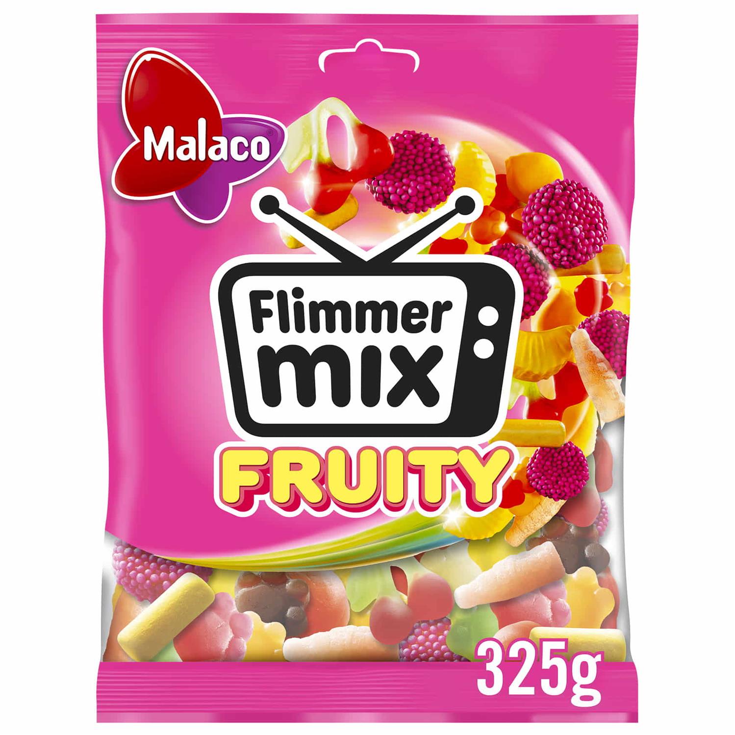 Træts webspindel Caroline nogle få Malaco Flimmer Mix Fruity 325g - Grænsehandel til billige priser