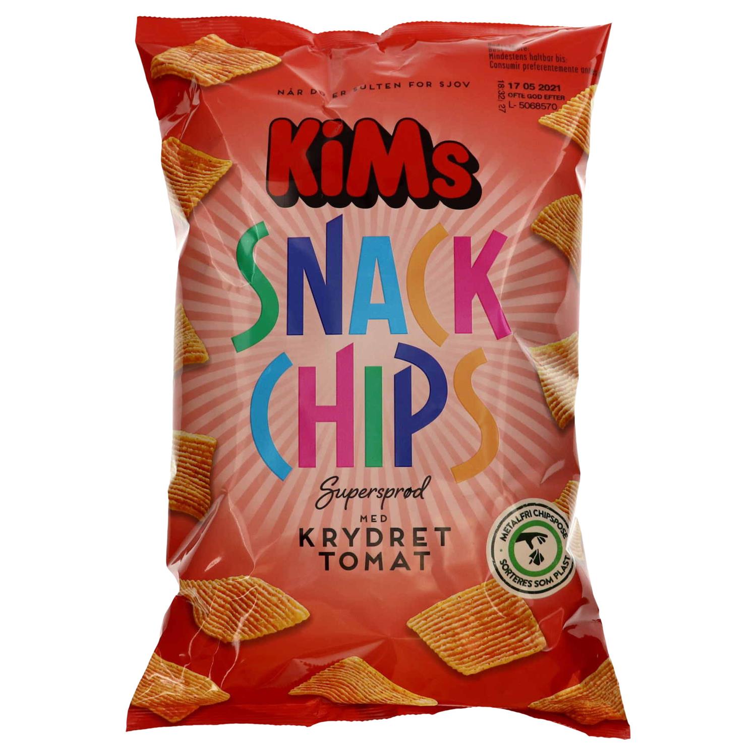 KiMs Snack Chips Krydret Tomat 160 g. - Grænsehandel til billige
