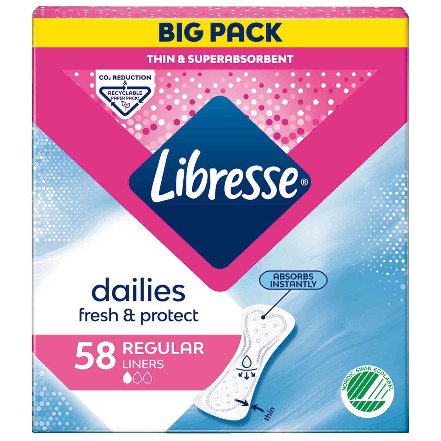 fedt nok Specialitet Derive Libresse Trusseindlæg Regular Liners Big Pack 58 stk. - Grænsehandel til  billige priser